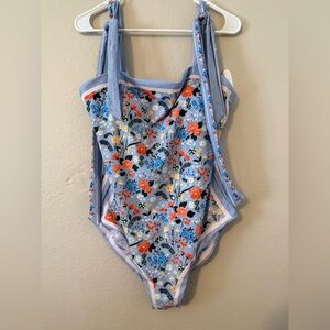 Cupshe Light Blue Floral Girls' One-Piece Swimsuit